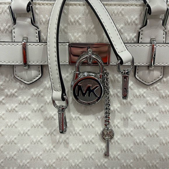 Michael Kors Hamilton Small Logo Embossed Washed Denim Satchel Crossbody 
NWT - Picture 14 of 16